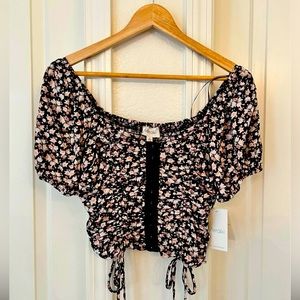 Rouched Puff sleeve Floral Top